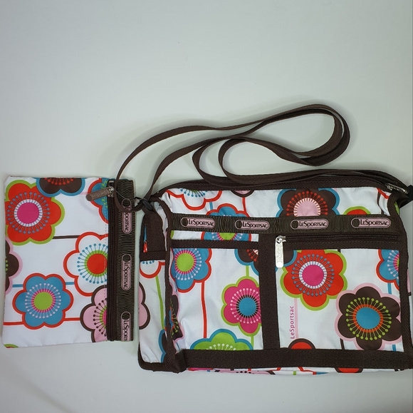 Lesportsac Graphic Flowers Classic Crossbody / Hobo Bag - Picture 6 of 12